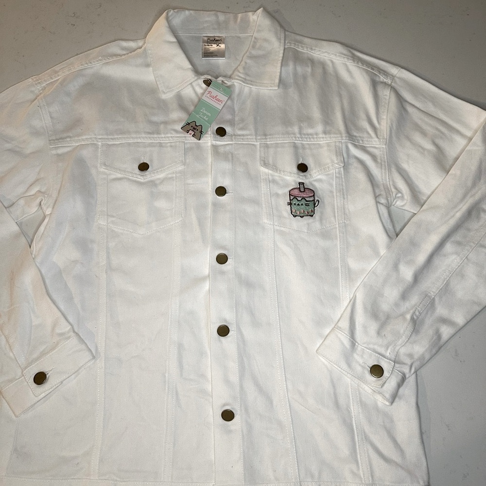 NWT Pusheen Bobasheen White Denim Jacket
